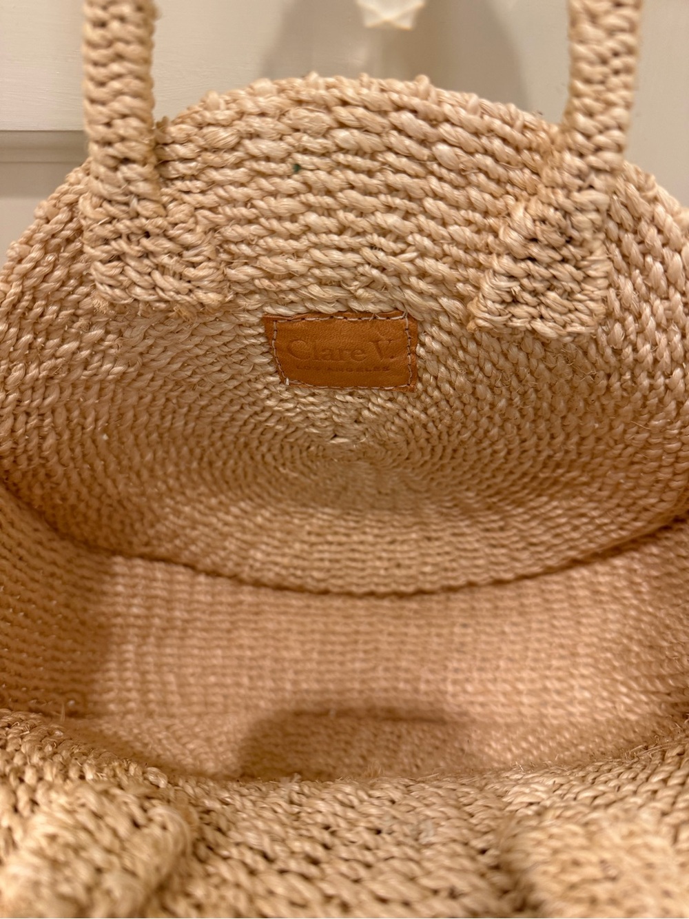 Clare V Round Straw Tote with Large Cream Bow - Picture 4 of 9